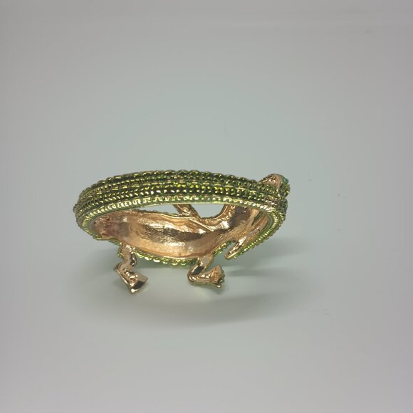 Vintage Rhinestone Alligator Clamper Bracelet. - Picture 3 of 7